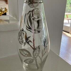 Etched crystal glass vase